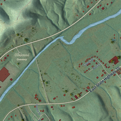Second close-up of the map of Liberty, Kentucky print showing more streets and buildings