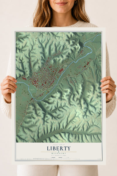 Map of Liberty, Kentucky, 18 x 24 inch unframed archival matte print