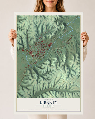 Map of Liberty, Kentucky, 24 x 36 inch unframed archival matte print