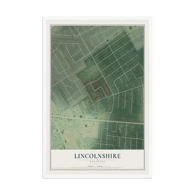 Map of Lincolnshire, Kentucky, 12 x 18 inch print in a white wood frame