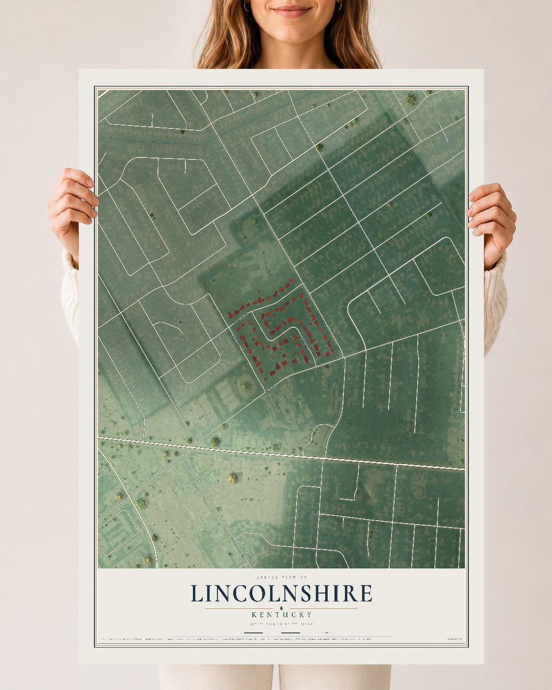 Map of Lincolnshire, Kentucky, 24 x 36 inch unframed archival matte print