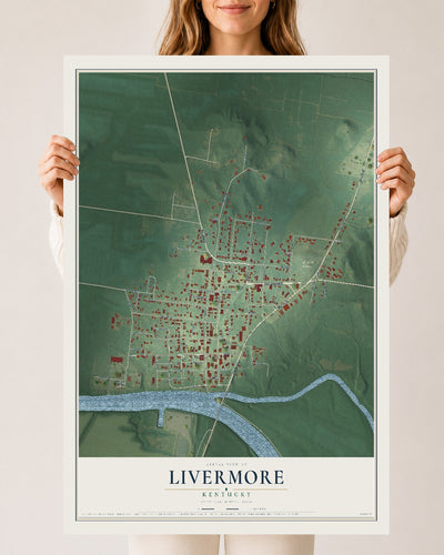 Map of Livermore, Kentucky, 24 x 36 inch unframed archival matte print