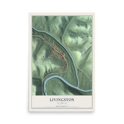 Map of Livingston, Kentucky, 12 x 18 inch unframed archival matte print