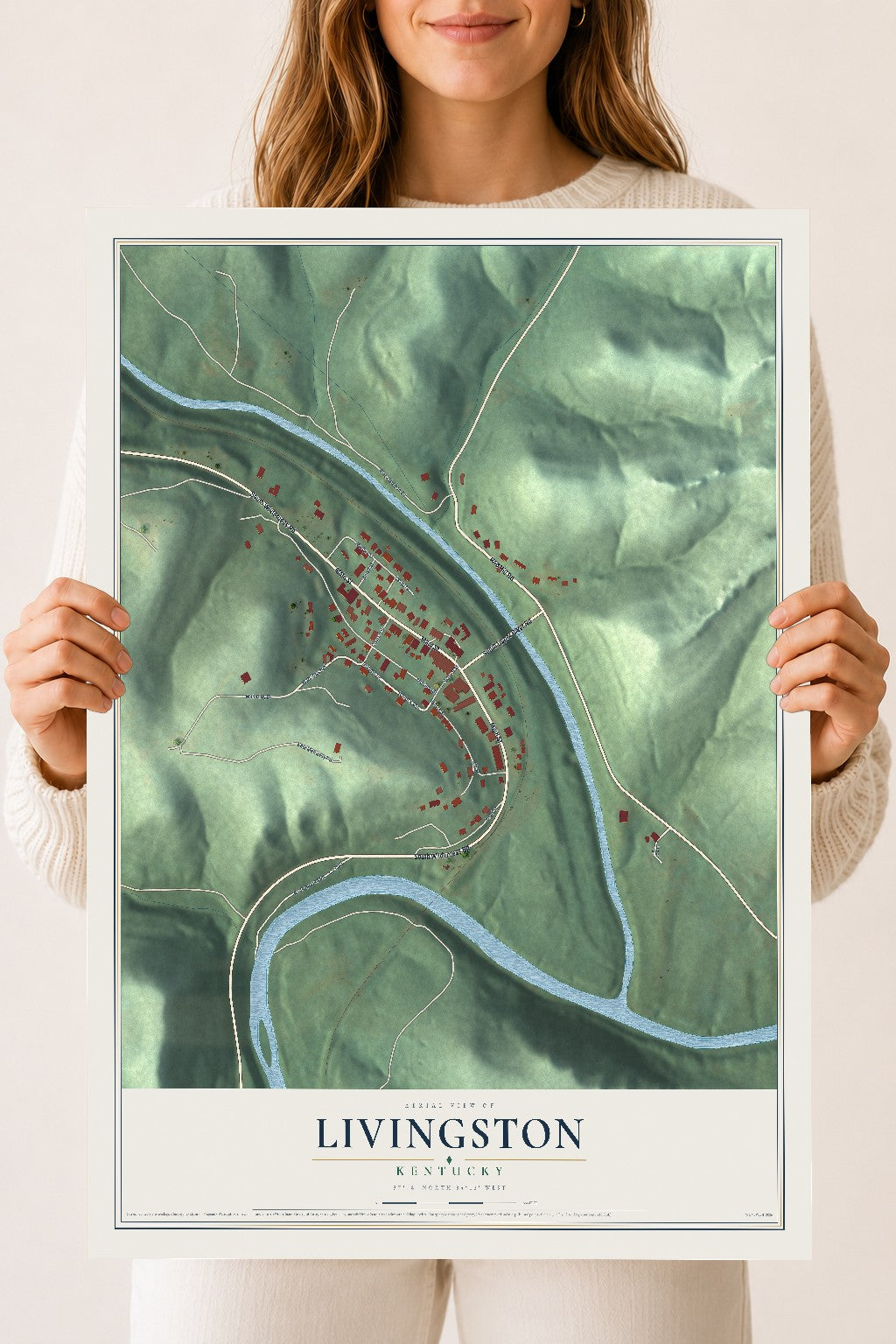 Map of Livingston, Kentucky, 18 x 24 inch unframed archival matte print