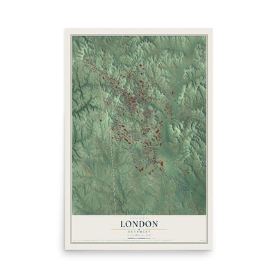 Map of London, Kentucky, 12 x 18 inch unframed archival matte print