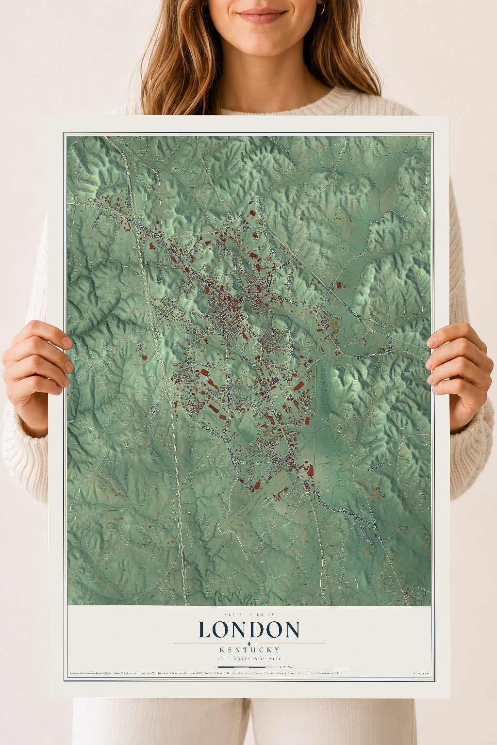 Map of London, Kentucky, 18 x 24 inch unframed archival matte print