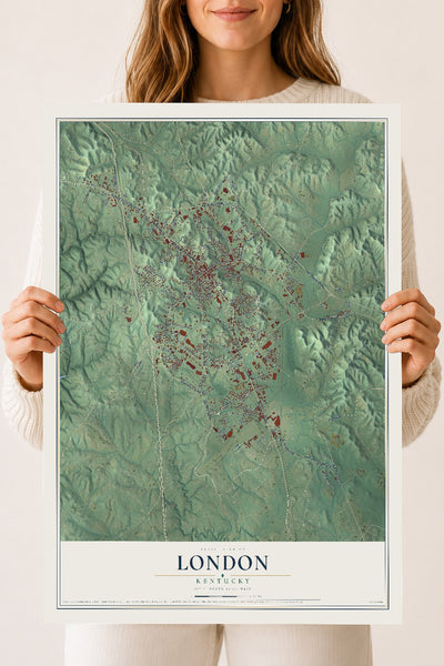 Map of London, Kentucky, 18 x 24 inch unframed archival matte print