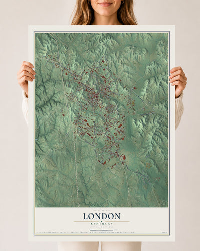Map of London, Kentucky, 24 x 36 inch unframed archival matte print