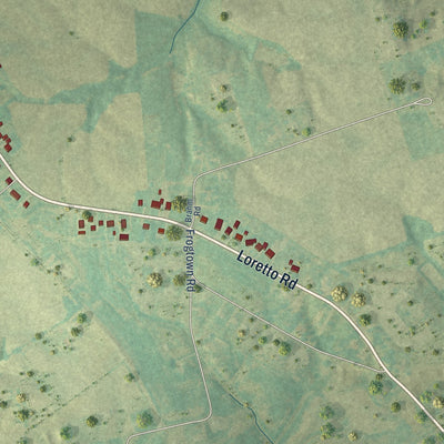 Second close-up of the map of Loretto, Kentucky print showing more streets and buildings