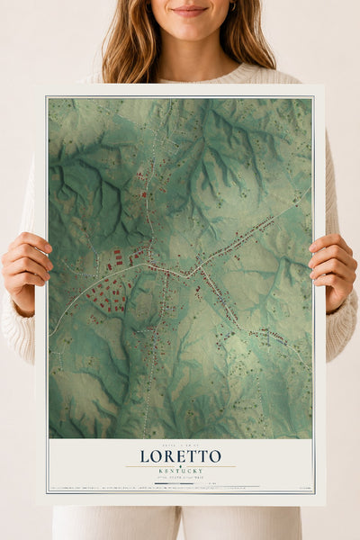 Map of Loretto, Kentucky, 18 x 24 inch unframed archival matte print