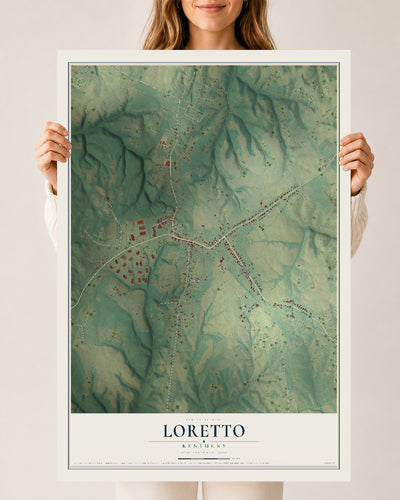 Map of Loretto, Kentucky, 24 x 36 inch unframed archival matte print