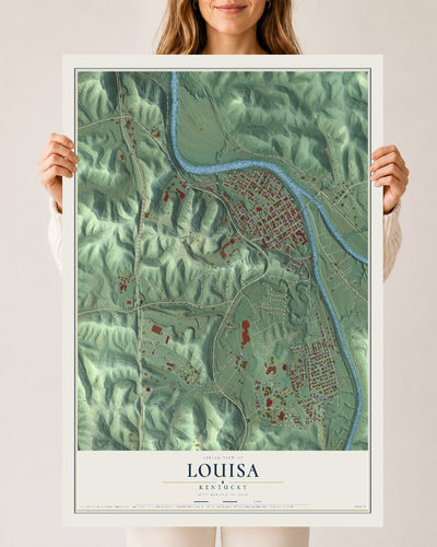 Map of Louisa, Kentucky, 24 x 36 inch unframed archival matte print