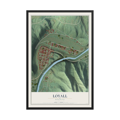 Map of Loyall, Kentucky, 12 x 18 inch print in a black wood frame