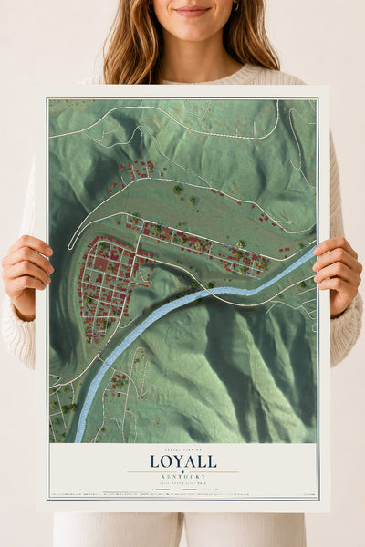 Map of Loyall, Kentucky, 18 x 24 inch unframed archival matte print