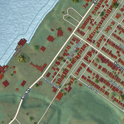 Second close-up of the map of Ludlow, Kentucky print showing more streets and buildings