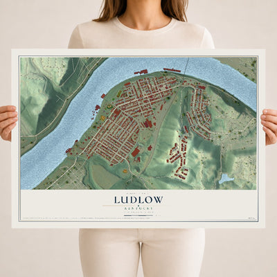 Map of Ludlow, Kentucky, 18 x 24 inch unframed archival matte print