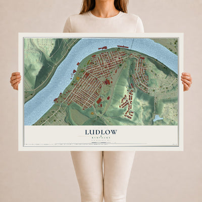 Map of Ludlow, Kentucky, 24 x 36 inch unframed archival matte print