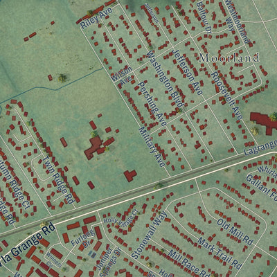 Close-up of the map of Lyndon, Kentucky print showing street and building detail