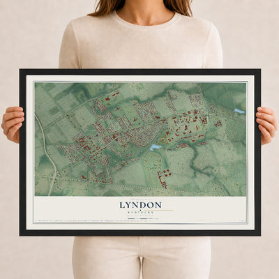 Map of Lyndon, Kentucky, 12 x 18 inch print in a black wood frame