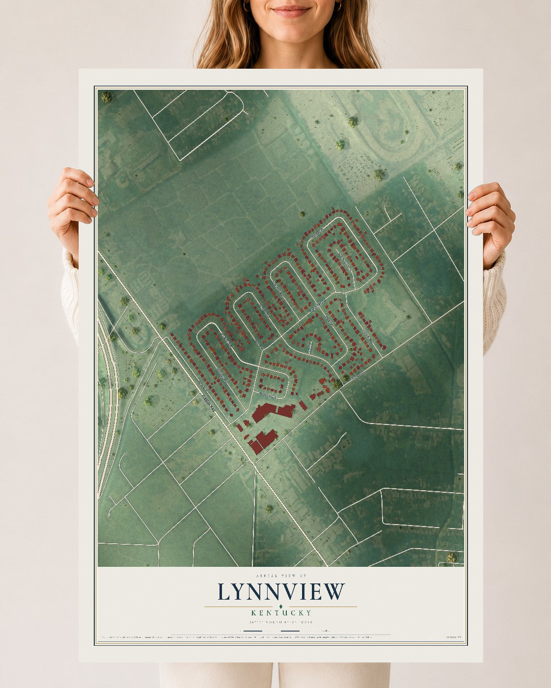 Map of Lynnview, Kentucky, 24 x 36 inch unframed archival matte print