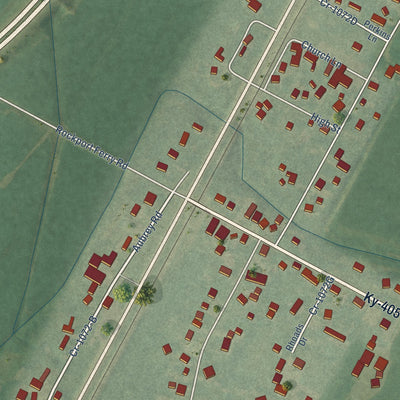 Close-up of the map of Maceo, Kentucky print showing street and building detail