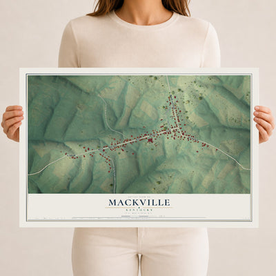 Map of Mackville, Kentucky, 12 x 18 inch unframed archival matte print