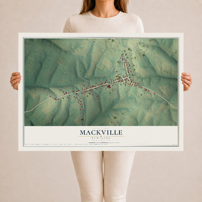 Map of Mackville, Kentucky, 24 x 36 inch unframed archival matte print