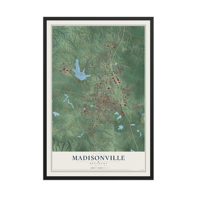 Map of Madisonville, Kentucky, 12 x 18 inch print in a black wood frame