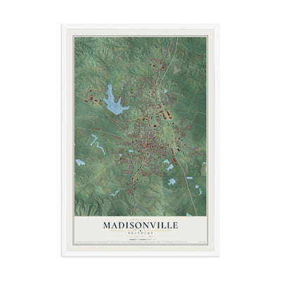 Map of Madisonville, Kentucky, 12 x 18 inch print in a white wood frame