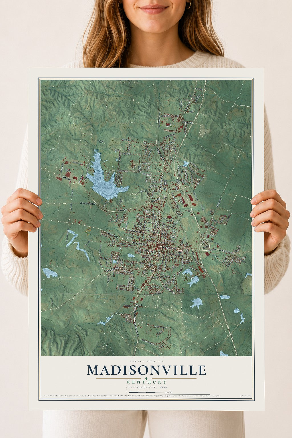Map of Madisonville, Kentucky, 18 x 24 inch unframed archival matte print