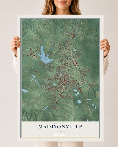 Map of Madisonville, Kentucky, 24 x 36 inch unframed archival matte print
