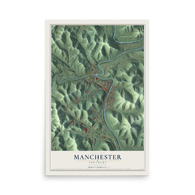Map of Manchester, Kentucky, 12 x 18 inch unframed archival matte print