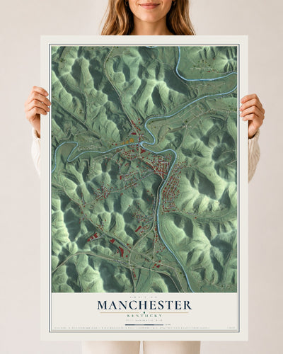 Map of Manchester, Kentucky, 24 x 36 inch unframed archival matte print