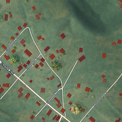 Close-up of the map of Manitou, Kentucky print showing street and building detail