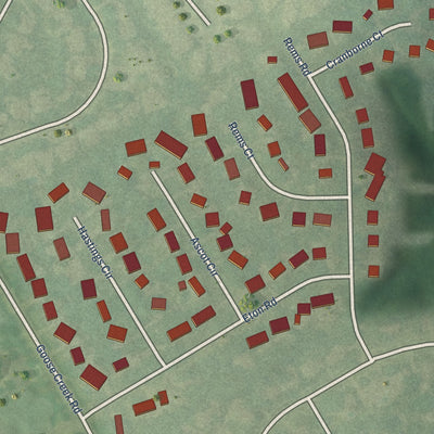 Close-up of the map of Manor Creek, Kentucky print showing street and building detail