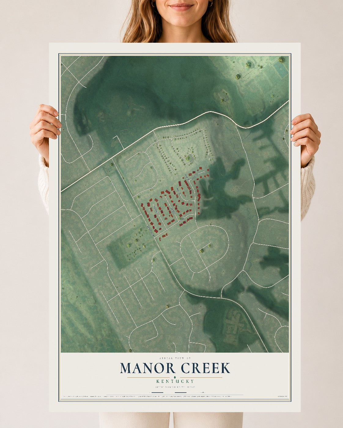 Map of Manor Creek, Kentucky, 24 x 36 inch unframed archival matte print