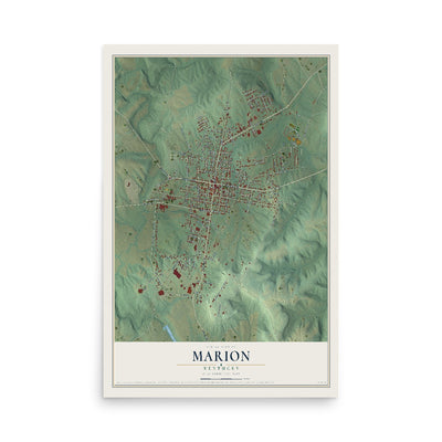 Map of Marion, Kentucky, 12 x 18 inch unframed archival matte print