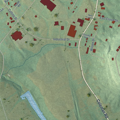 Second close-up of the map of Marion, Kentucky print showing more streets and buildings