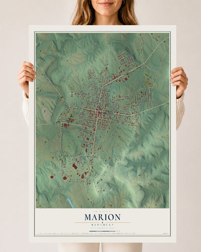 Map of Marion, Kentucky, 24 x 36 inch unframed archival matte print