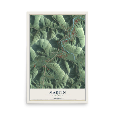 Map of Martin, Kentucky, 12 x 18 inch unframed archival matte print