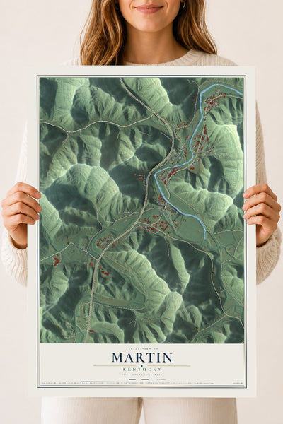 Map of Martin, Kentucky, 18 x 24 inch unframed archival matte print