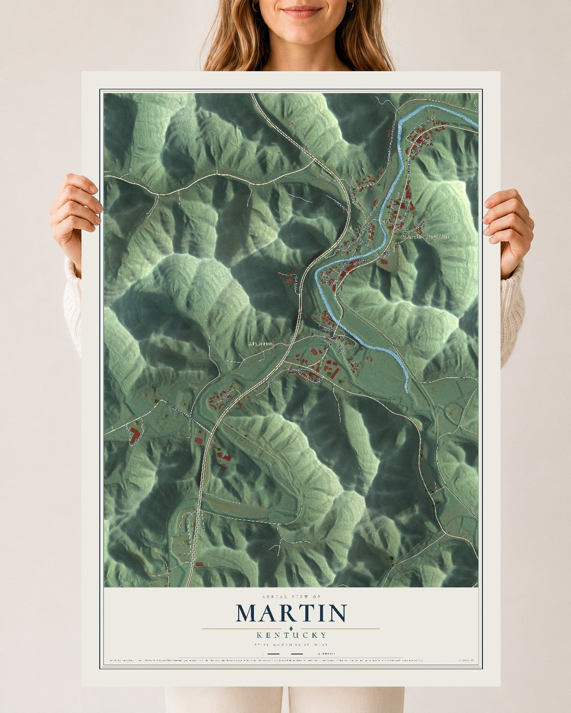 Map of Martin, Kentucky, 24 x 36 inch unframed archival matte print