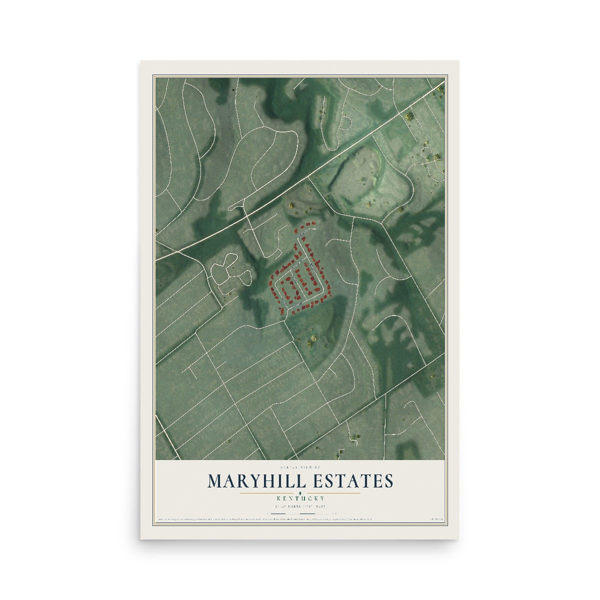 Map of Maryhill Estates, Kentucky, 12 x 18 inch unframed archival matte print