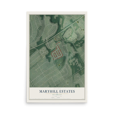 Map of Maryhill Estates, Kentucky, 12 x 18 inch unframed archival matte print