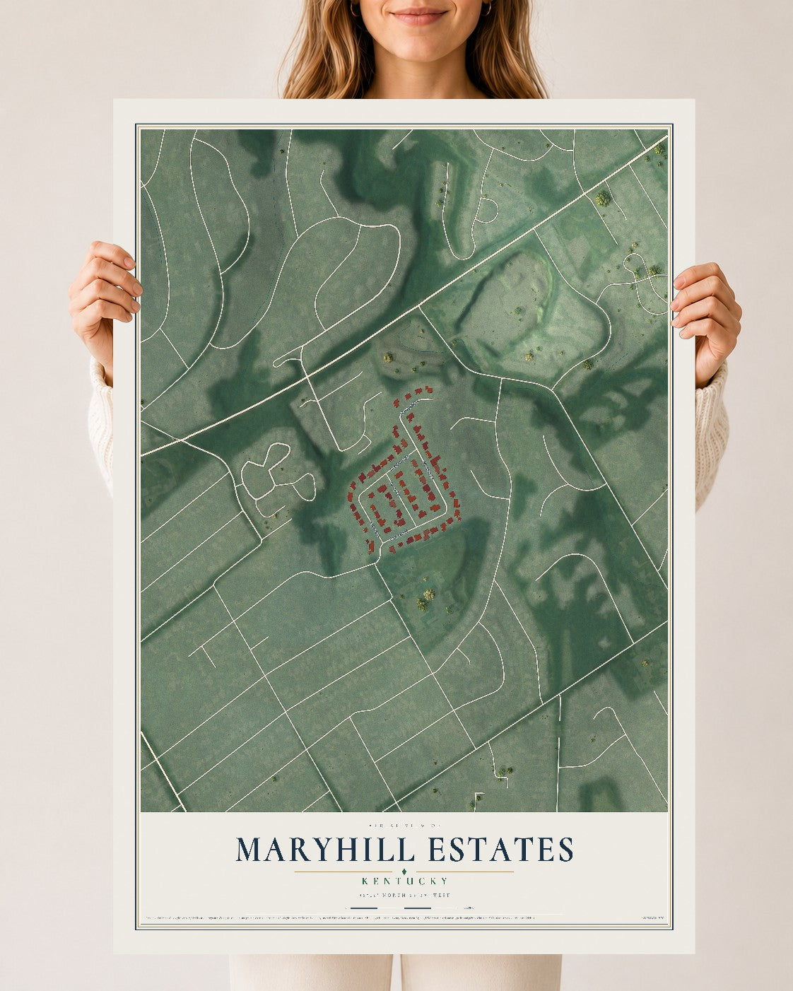 Map of Maryhill Estates, Kentucky, 24 x 36 inch unframed archival matte print