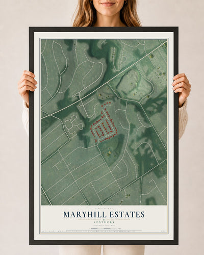 Map of Maryhill Estates, Kentucky, 24 x 36 inch print in a black wood frame