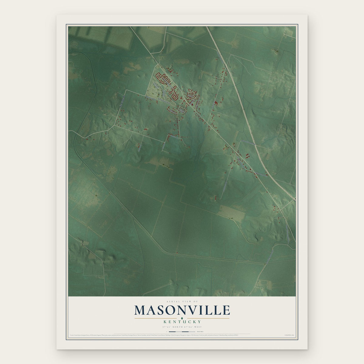 Masonville, Kentucky map print, the full design