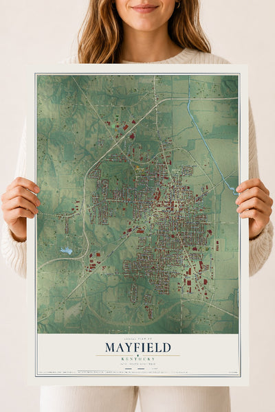 Map of Mayfield, Kentucky, 18 x 24 inch unframed archival matte print