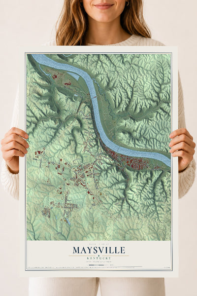 Map of Maysville, Kentucky, 18 x 24 inch unframed archival matte print