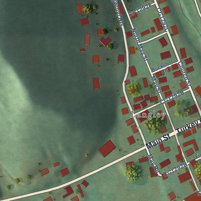 Close-up of the map of Maytown, Kentucky print showing street and building detail